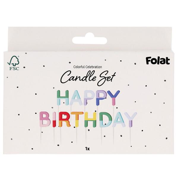 Bokstavsljus Happy Birthday Stripetastic