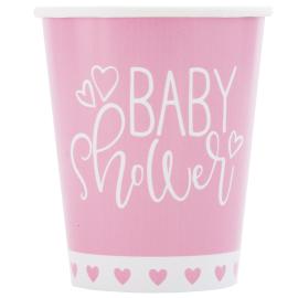 Baby Shower Pappersmuggar Hj&auml;rtan 27 cl 8-pack