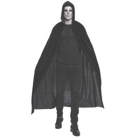 Svart Mantel med Huva Sammet