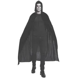 Svart Mantel med Huva Sammet