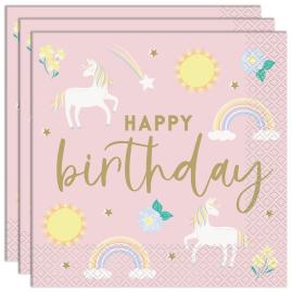 Happy Birthday Pappersservetter Enh&ouml;rningar 16-pack