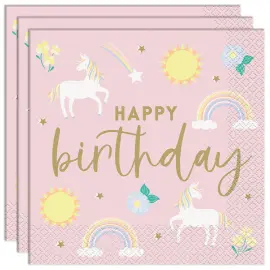 Happy Birthday Pappersservetter Enh&ouml;rningar 16-pack