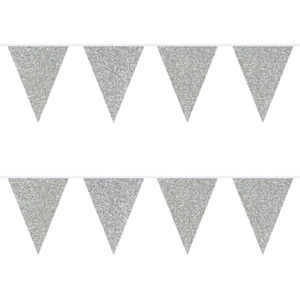Silver Glitter Flaggirlang