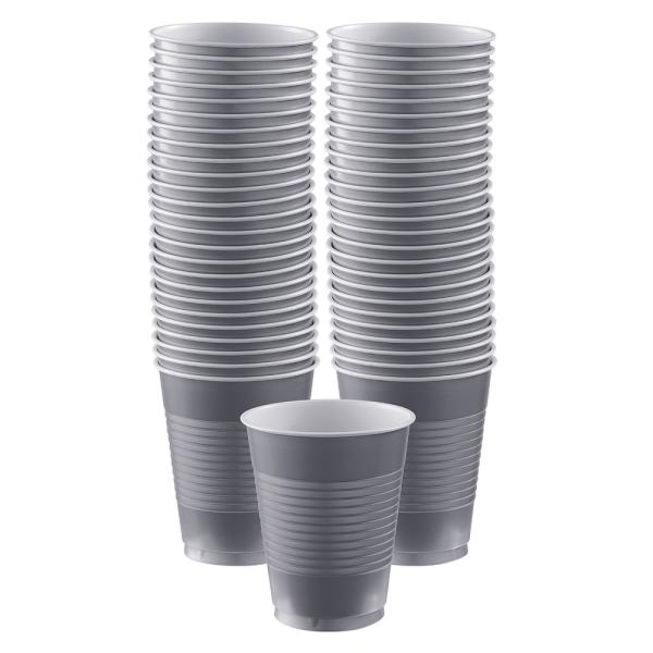 Silver Plastmuggar 50-pack