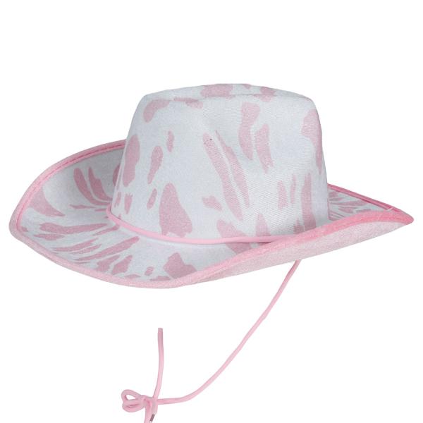 Cowboyhatt med Komönster Rosa/Vit