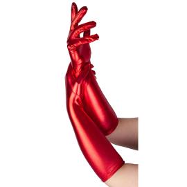 Långa Handskar Metallic Röd 43 cm