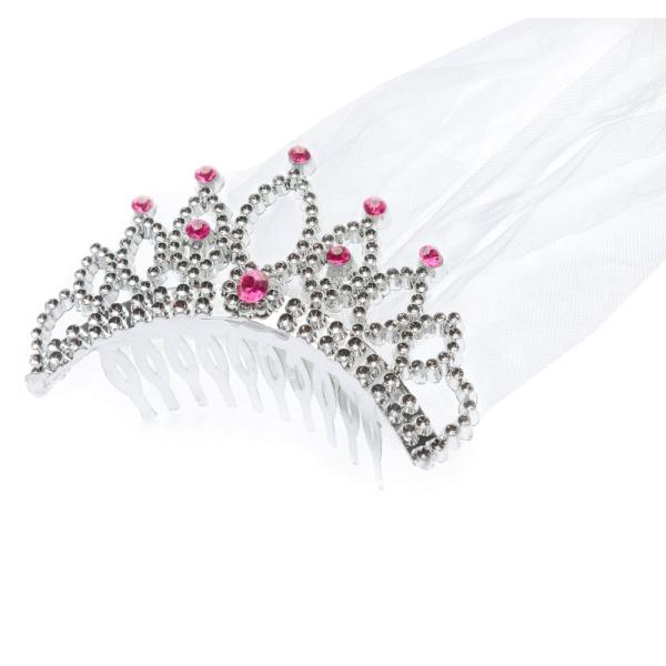 Silvrig Tiara med Slöja