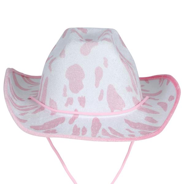 Cowboyhatt med Komönster Rosa/Vit