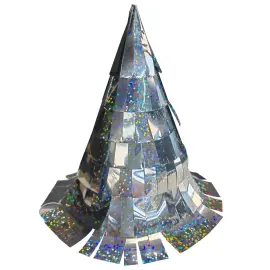 Partyhattar med Fransar/Prickar Silver 5-pack