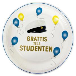 Pappersassietter Grattis Till Studenten 18 cm 8-pack