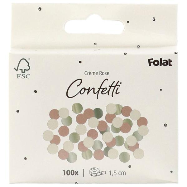 Rund Konfetti Krämrosa/Krämvit/Guld 100-pack