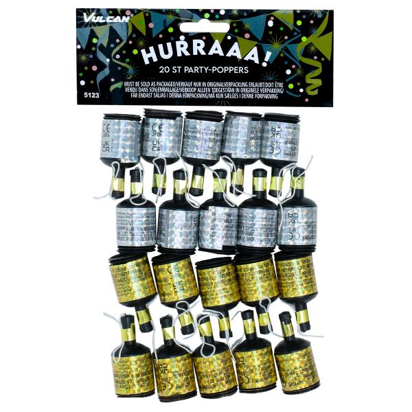 Party Poppers Guld/Silver 20-pack