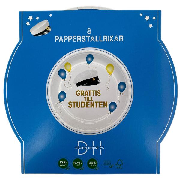 Pappersassietter Grattis Till Studenten 18 cm 8-pack