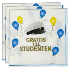 Kaffeservetter Grattis Till Studenten 25 cm 16-pack