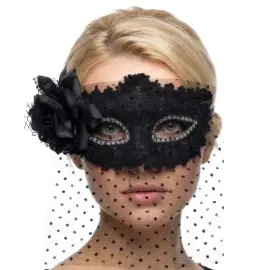&Ouml;gonmask med Sl&ouml;ja & Blomma Svart