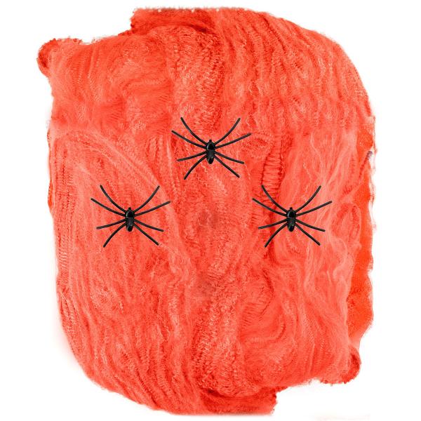 Orange Spindelnät med Spindlar 50g