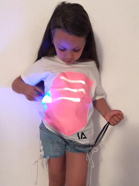 Självlysande T-shirt Barn Rosa och Vit