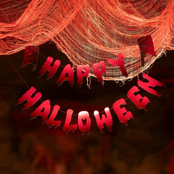 Girlang Happy Halloween med Köttyxor Röd