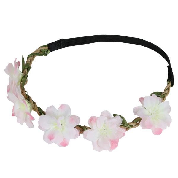 Pannband med Blommor Rosa/Vit