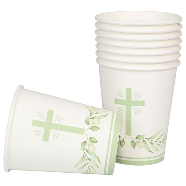 Pappersmuggar med Kors & Bladkrans 8-pack
