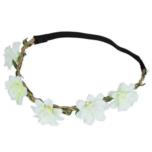 Pannband med Blommor Vit