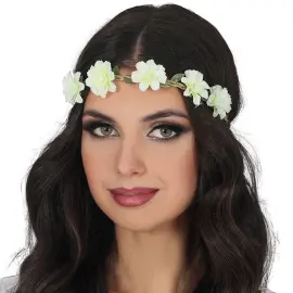 Pannband med Blommor Vit