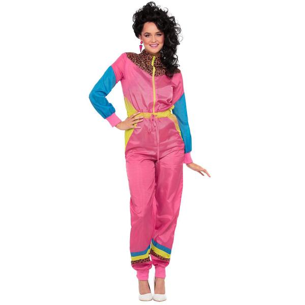 80-Tals Jumpsuit Rosa/Leopardmönster