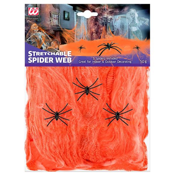 Orange Spindelnät med Spindlar 50g