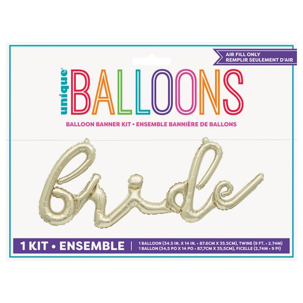 Ballong Banderoll Bride Metallic Guld