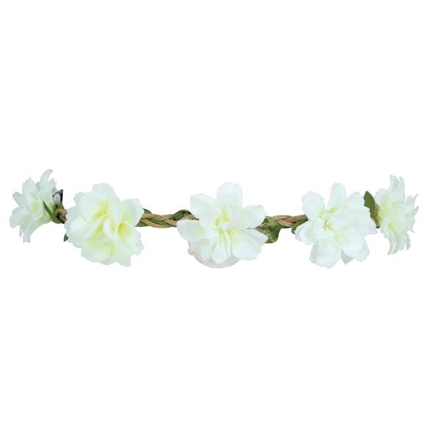 Pannband med Blommor Vit