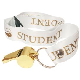 Metall Guld Visselpipa med Vitt Band Student