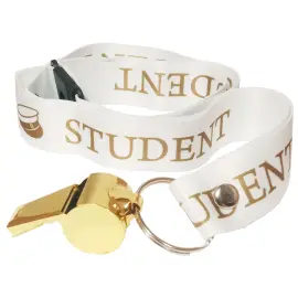 Metall Guld Visselpipa med Vitt Band Student