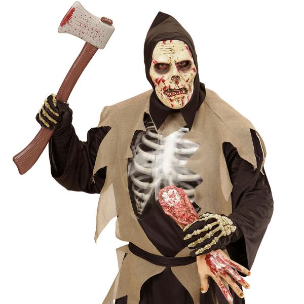 Mörk Zombiemask med Huva Barn