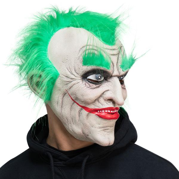 Latexmask Skräckclown med Grönt Hår