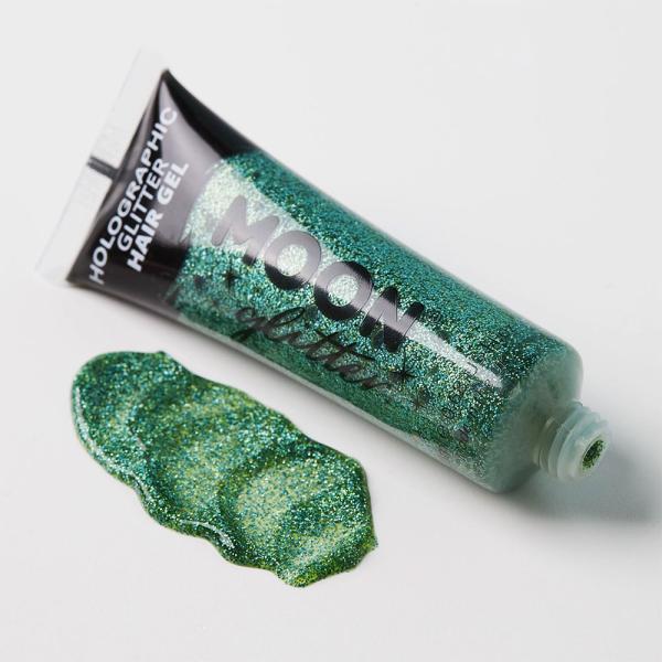 Moon Glitter Holografiskt Glitter Hårgel Grön