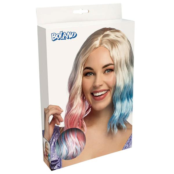 Trefärgad Vågig Peruk