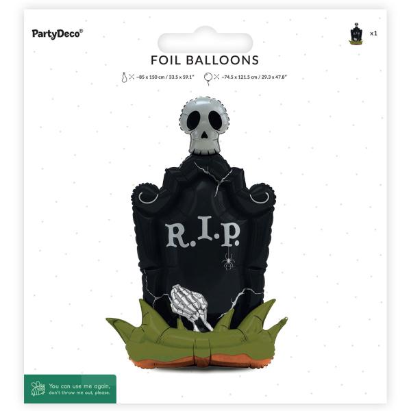 Folieballong Gravsten Stående Svart