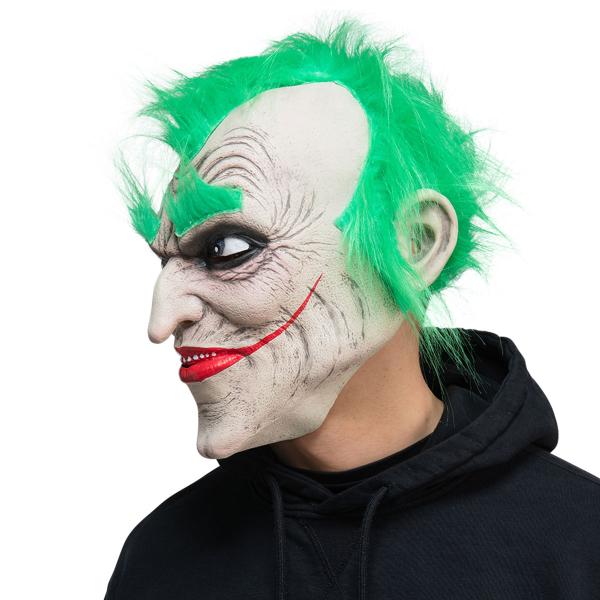 Latexmask Skräckclown med Grönt Hår
