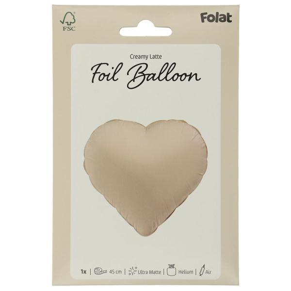 Folieballong Hjärta Creamy Latte Matt