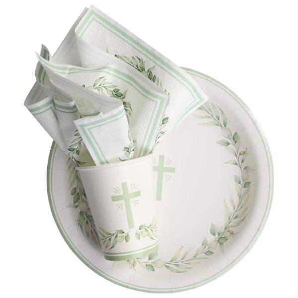 Papperstallrikar med Kors & Bladkrans 8-pack