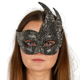 Halvmask med Glittrande Stenar