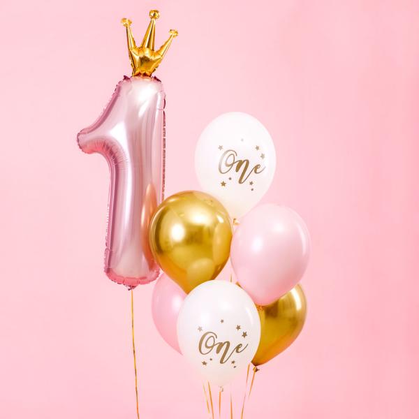 One Latexballonger Rosa och Guld