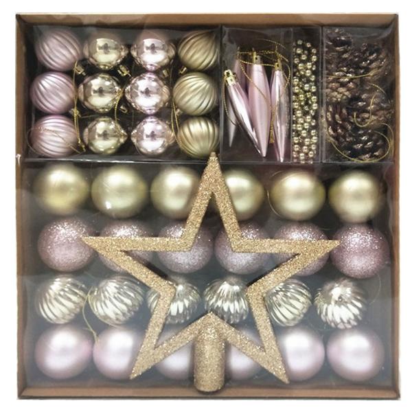 Julgranspynt Set Ljusrosa och Guld