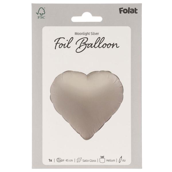 Folieballong Hjärta Månsilver Matt
