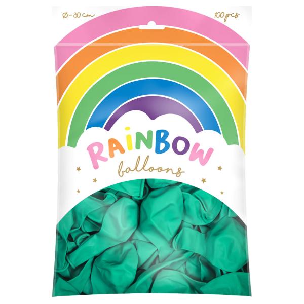 Små Rainbow Latexballonger Mintgröna 100-pack