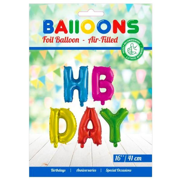 Folieballonger Happy Birthday Flerfärgade