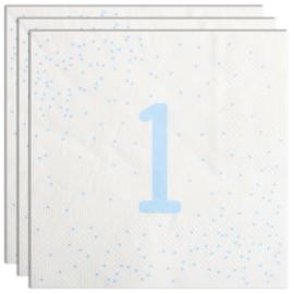 Servetter 1 &aring;r Ljusbl&aring; med Prickar 16-pack