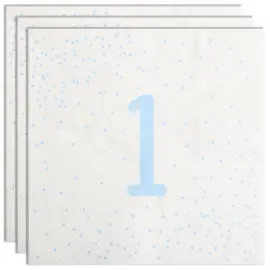 Servetter 1 &aring;r Ljusbl&aring; med Prickar 16-pack