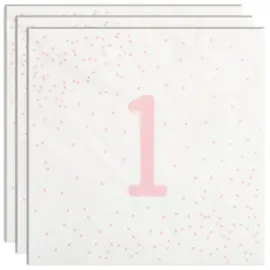 Servetter 1 &aring;r Ljusrosa med Prickar 16-pack