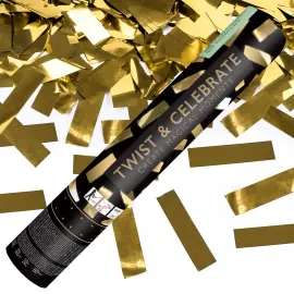 Konfettikanon Rektangulär Guldfolie 28 cm